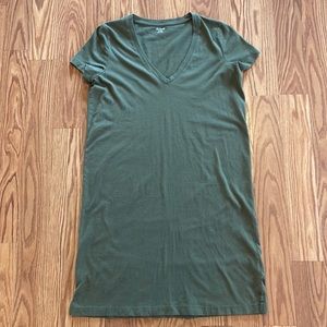 Madewell Northside Vintage V-Neck Tee Dress in Olive Green Size XS